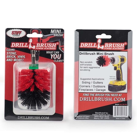 Drillbrush Drill Brush - Outdoor Scrub Brush - Patio, Concrete Pools, Bird Bath,  Mini-DB-RB